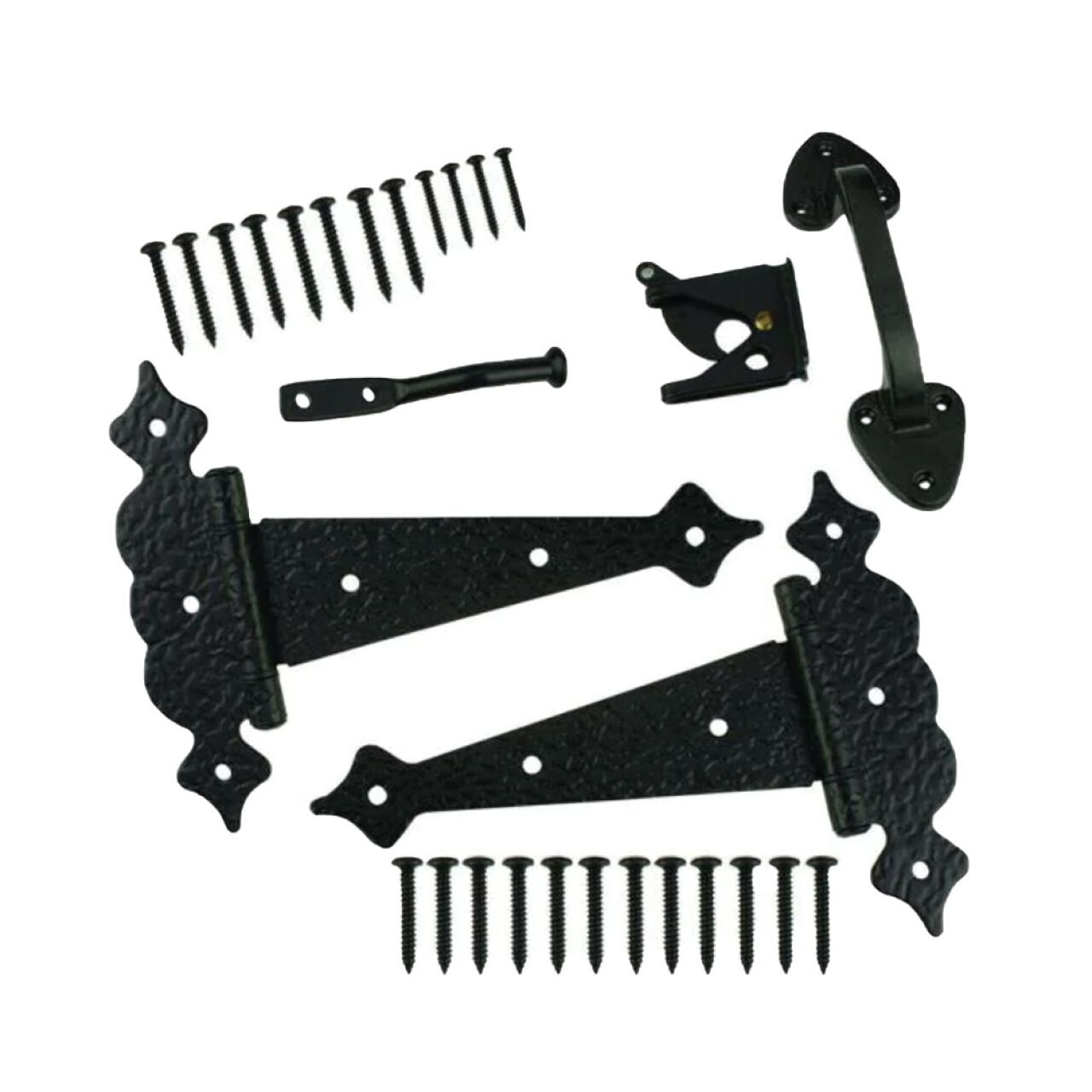 Decorative Gate Tee Hinge & Latch Set - Black